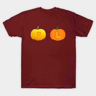 Left and Right Pumpkin X-Ray Markers Maroon Background T-Shirt